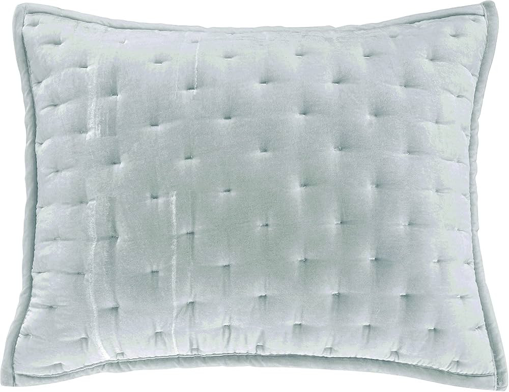 HiEnd Accents Stella Faux Silk Velvet Pillow Sham, King, 21x34 inch, Light Blue, Romantic Western... | Amazon (US)