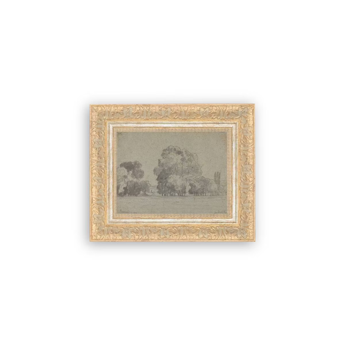 Petal Lane 11"x9" Grove of Trees Wall Art: Vintage Style, Framed Mixed Media, Gold Frame, Sawtoot... | Target