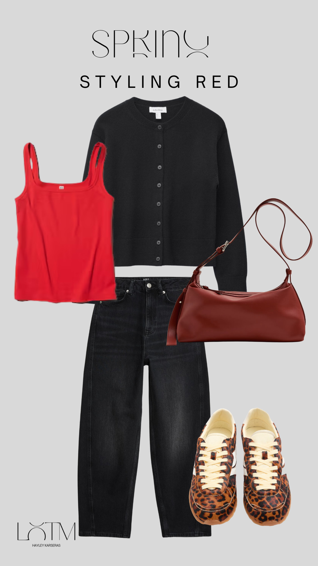 An easy styling ideas, including red and leopard print! A simple yet chic look for spring.  

 #LTKspring #LTKsummer #LTKstyletip