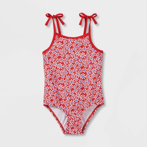 Toddler Girls' Floral One Piece Swimsuit - Cat & Jack™ Red | Target