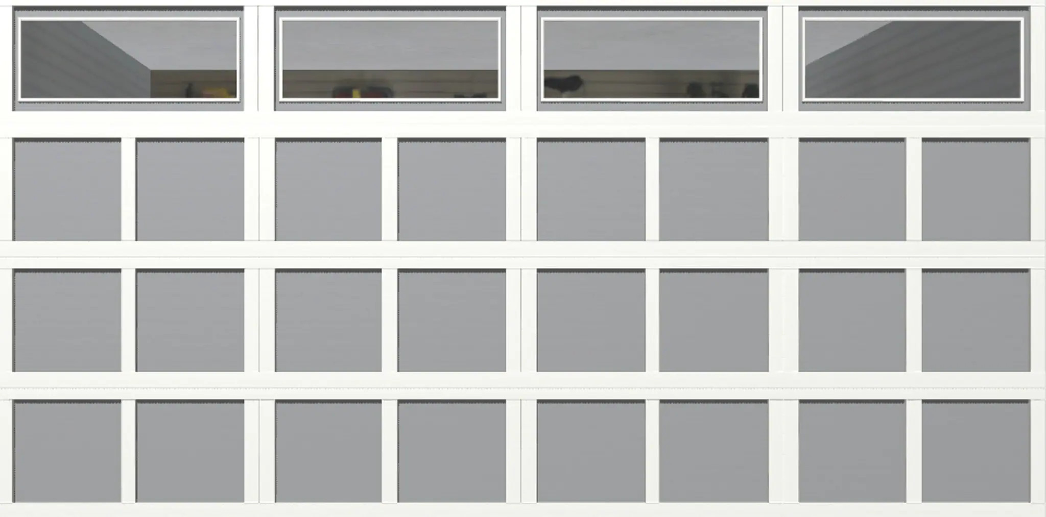Wayne Dalton Classic Steel Model 9405 16-ft x 7-ft 10 R-Value Insulated White, Gray Double Garage Door with Windows one_size | WD9405NPWGYCRII167 | Lowe's