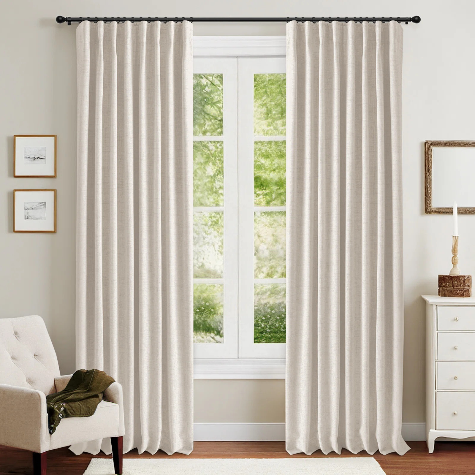 100% Blackout Curtains Linen Textured Solid Thermal Insulated Curtains & Drapes For Living Room B... | Wayfair North America