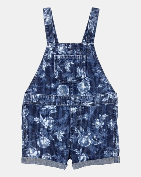 Baby Iconic Denim Floral Shortalls - Blue | Carter's Inc