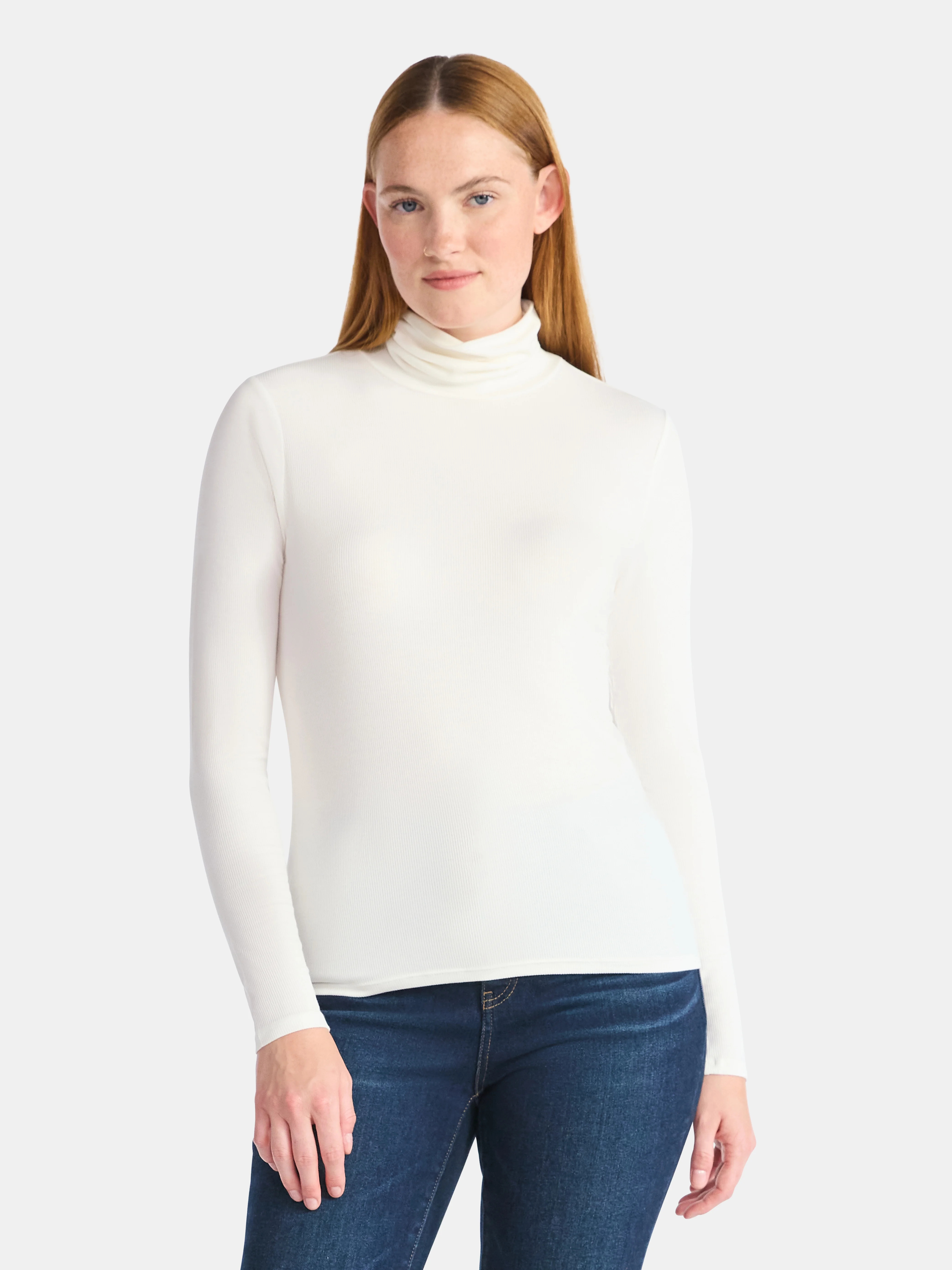 Time and Tru Women's Ribbed Turtleneck with Long Sleeves, Sizes XS-XXXL - Walmart.com | Walmart (US)