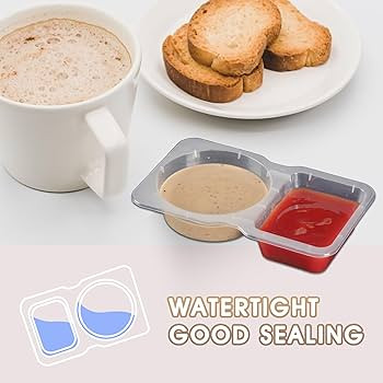 20 Sets Condiment Container with Lid, Disposable Double Compartment Plastic Container for Sauce S... | Amazon (US)