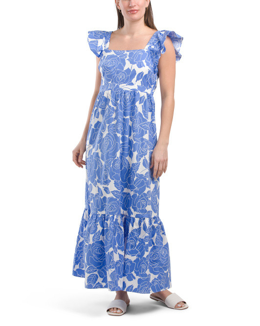 Ruffle Sleeve Square Neck Maxi Dress | TJ Maxx