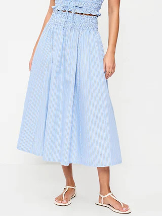 Smocked-Waist Midi Skirt | Old Navy (CA)