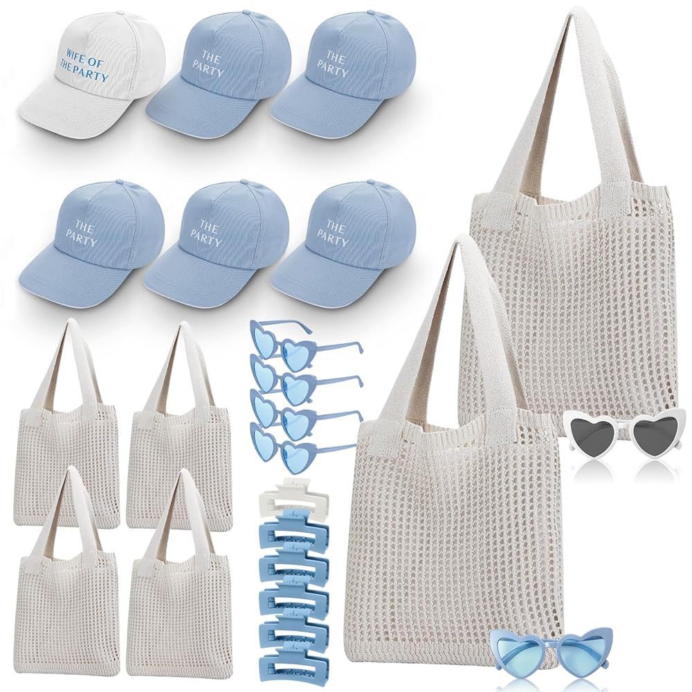 24 Pcs Last Toast on the Coast Gifts Set for 6 - Wife of the Party Hat, Hair Claw Clips, Crochet ... | Amazon (US)