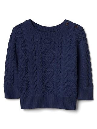 Gap Baby Cable-Knit Button Sweater Elysian Blue Size 0-3 M | Gap US