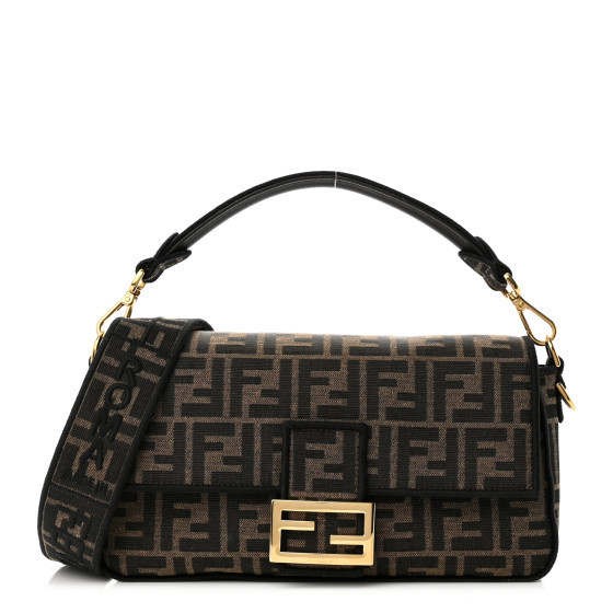 Fabric Jacquard FF 1974 Medium Baguette Tobacco Moro Black | FASHIONPHILE (US)