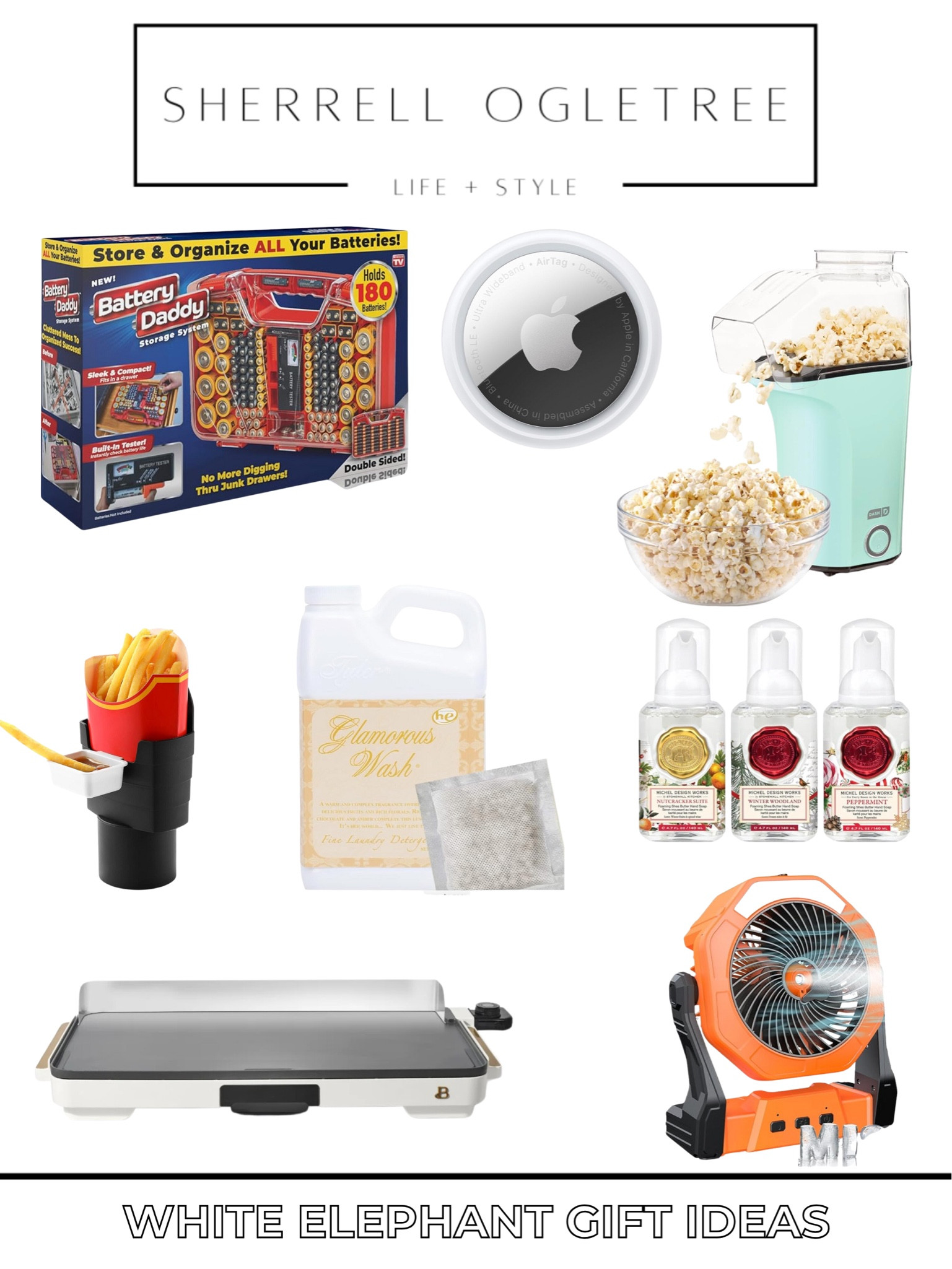 White elephant gift ideas 

Popcorn maker, hand soap, griddle, battery storage, fan, air tags 

#LTKHoliday #LTKSeasonal #LTKGiftGuide