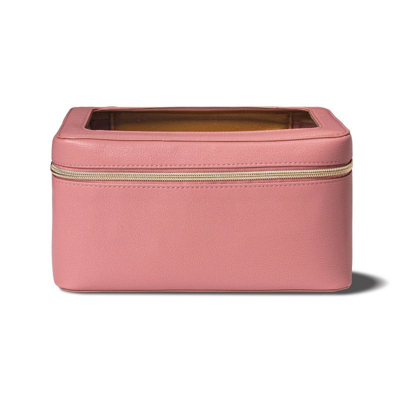 Sonia Kashuk™ Clear Top Makeup Case - Pink Faux Leather | Target