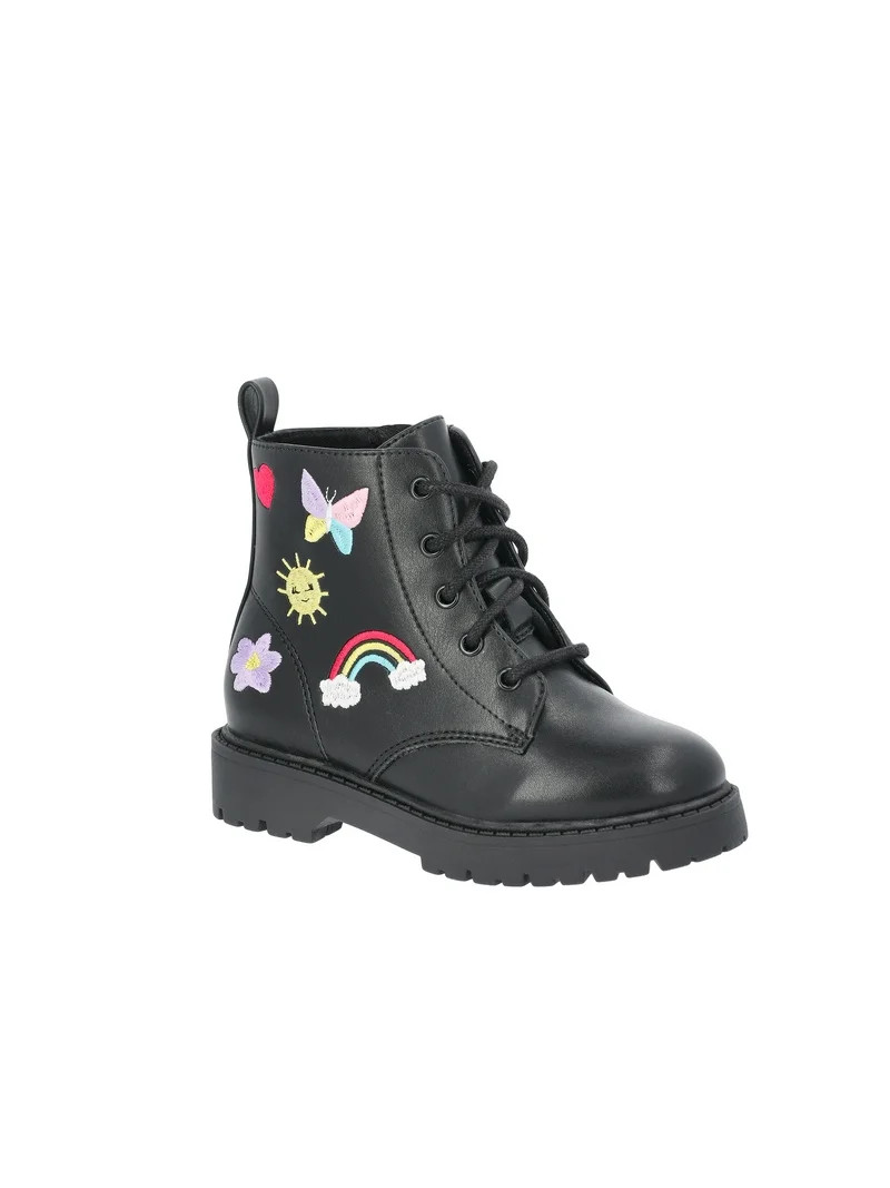 Wonder Nation Toddler Girls Combat Boots with Patches - Walmart.com | Walmart (US)