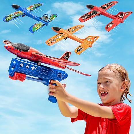 3 Pack Airplane Launcher Toys, 2 Flight Modes Throwing Foam Glider Catapult Plane, Outdoor Flying... | Amazon (US)