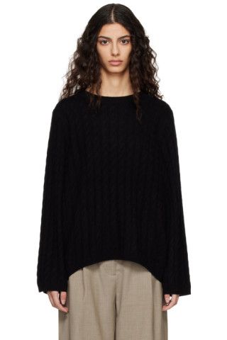 Totême - Black Crewneck Sweater | SSENSE