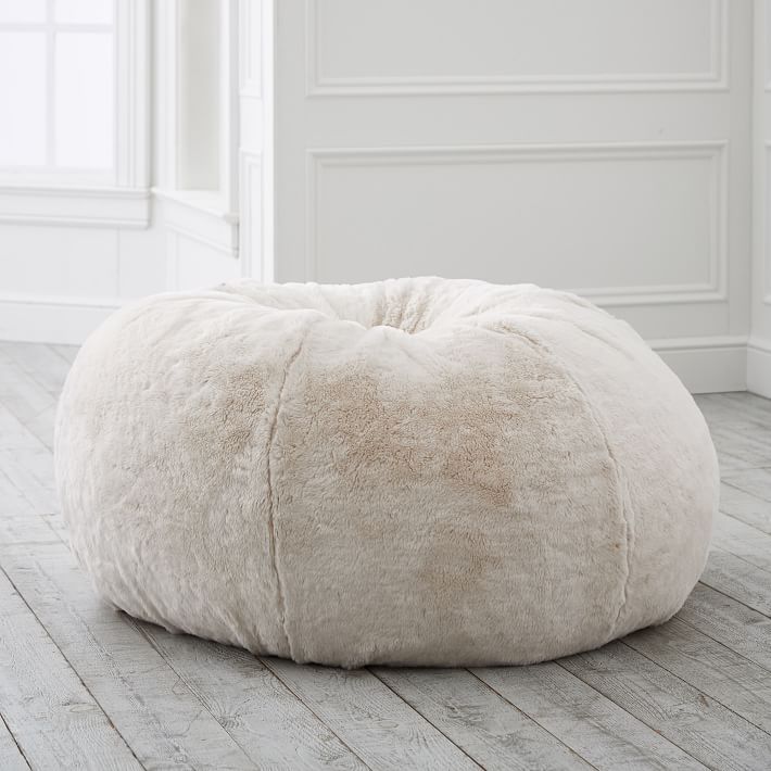 Ivory Polar Bear Faux-Fur Bean Bag Chair | Pottery Barn Teen