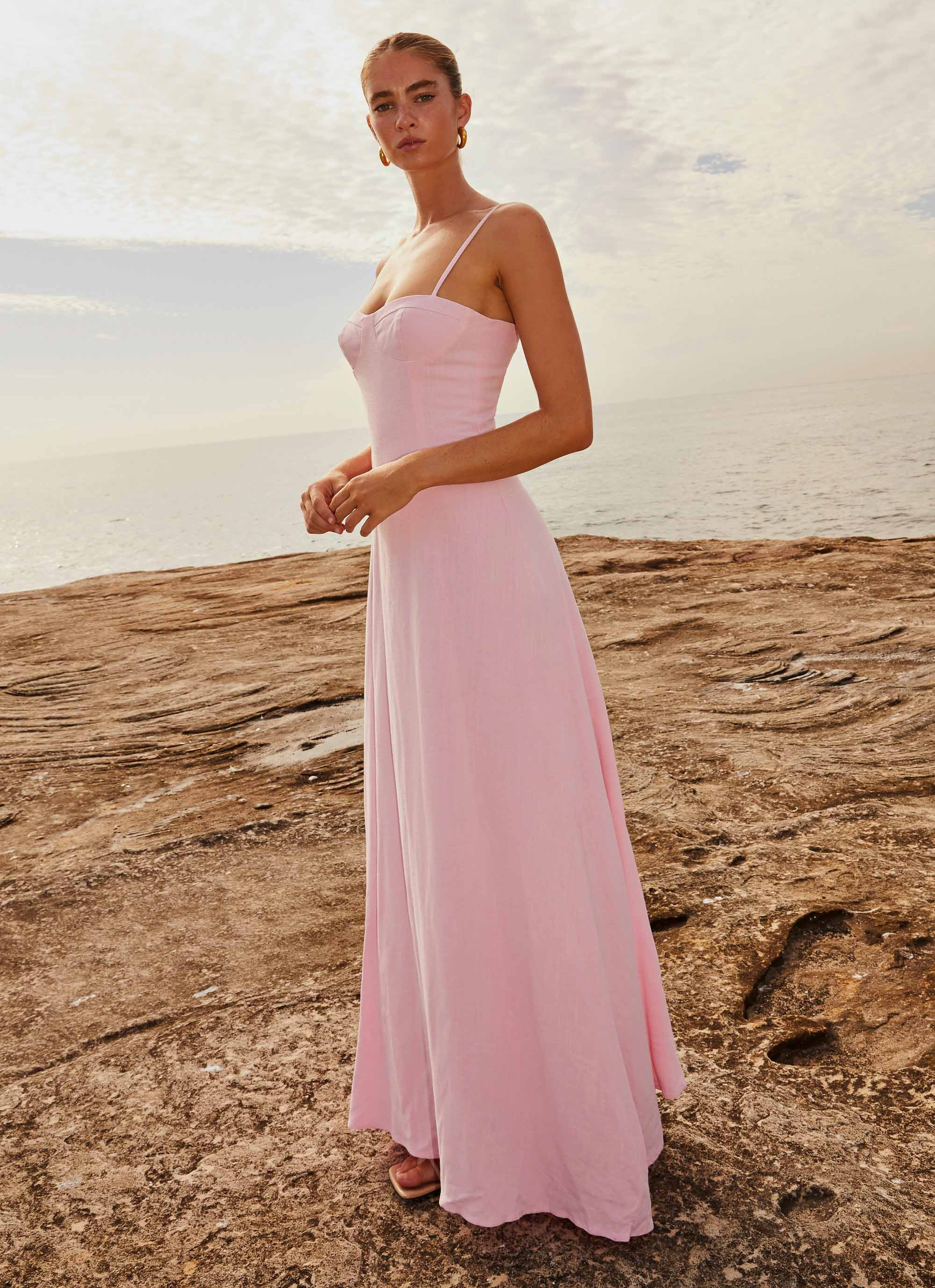 Angelina Linen Maxi Dress - Pink Petal | Peppermayo (Global)