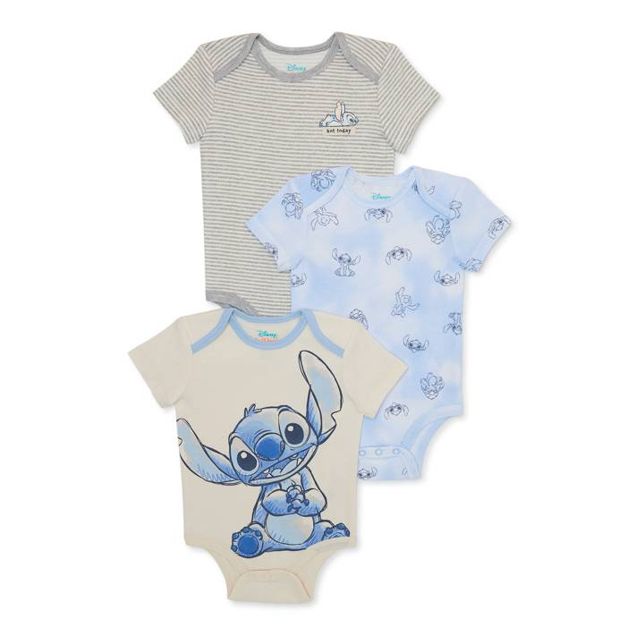 Disney Stitch Baby Boys Bodysuit, 3-Pack, Sizes 0-24 Months | Walmart (US)