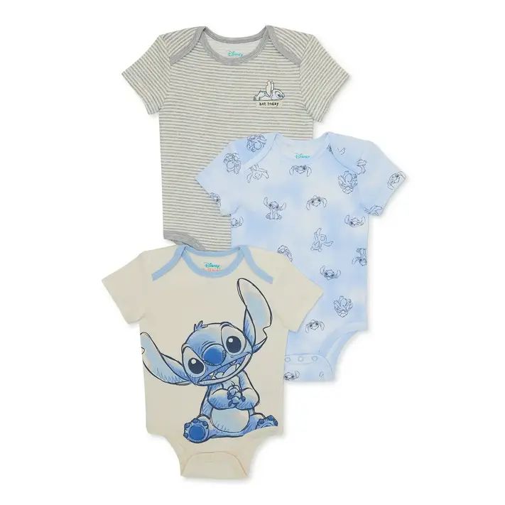 Disney Stitch Baby Boys Bodysuit, 3-Pack, Sizes 0-24 Months | Walmart (US)