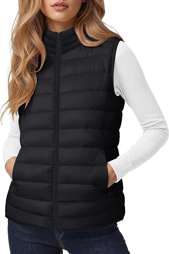 YUCOLEN Women's Quilted Puffer Vest with Inner Pockets Winter Warm Lightweight Sleeveless Stand C... | Amazon (US)