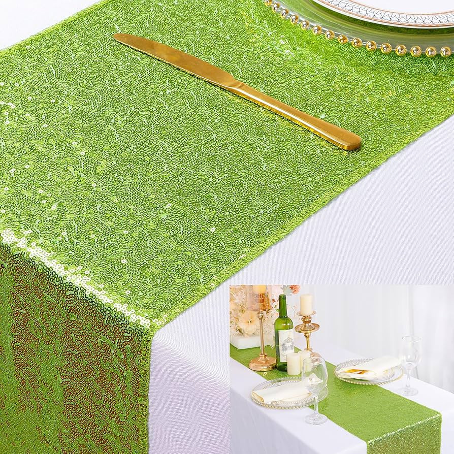 ShinyBeauty Green Table Runner 108 inches Long Christmas Decorations 12X108 Inch Sequin Table Run... | Amazon (US)