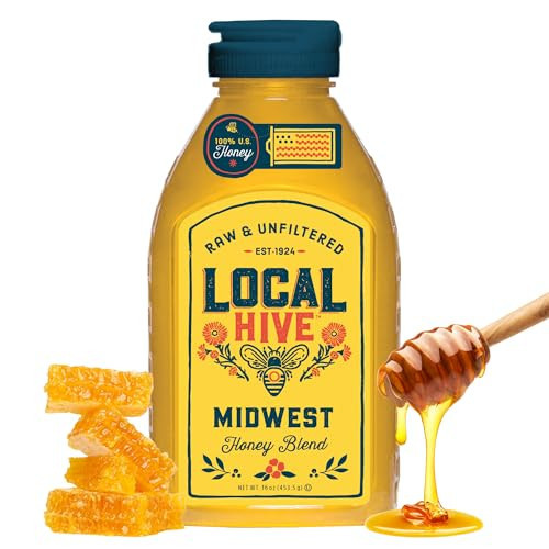 Local Hive Midwest Raw & Unfiltered – 16 oz | 100% Pure U.S. Honey | Natural Sweetener Sourced from American Bees & Beekeepers | Light, Refreshing Flavor | Ideal for Tea, Baking & Cooking | Amazon (US)