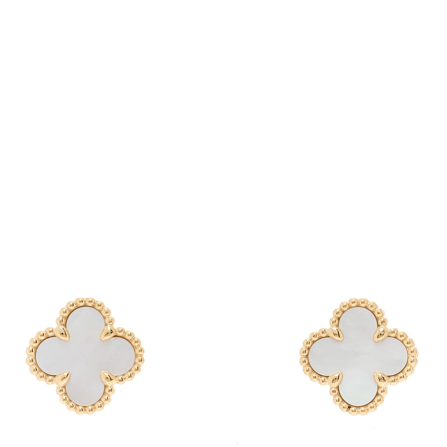 VAN CLEEF & ARPELS 18K Yellow Gold Mother of Pearl Sweet Alhambra Earrings | FASHIONPHILE (US)