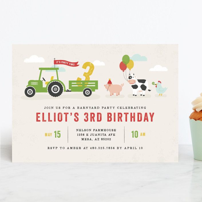 "Party Parade" - Customizable Children's Birthday Party Invitations in Red by Michelle Taylor. | Minted