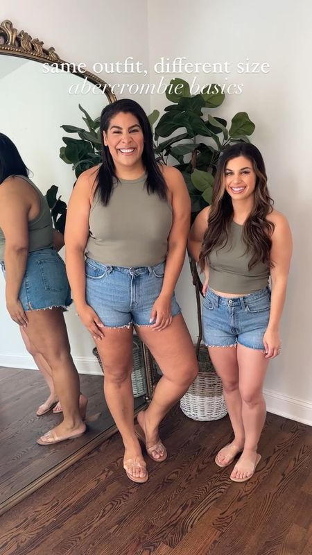 Abercrombie basics on 2 different body types! 20% off almost everything site wide + 15% off select styles! //

Same outfit, different sizes! 
✨ @queencarlene (me) is 5’9” size 12/xl 
✨ @tnstyled is 5’4” size 4/s 

// fashion basics, Abercrombie basic fashion finds, casual looks, casual outfit ideas, mom jeans, jean shorts, summer outfit ideas

#LTKcurves #LTKsalealert #LTKSeasonal