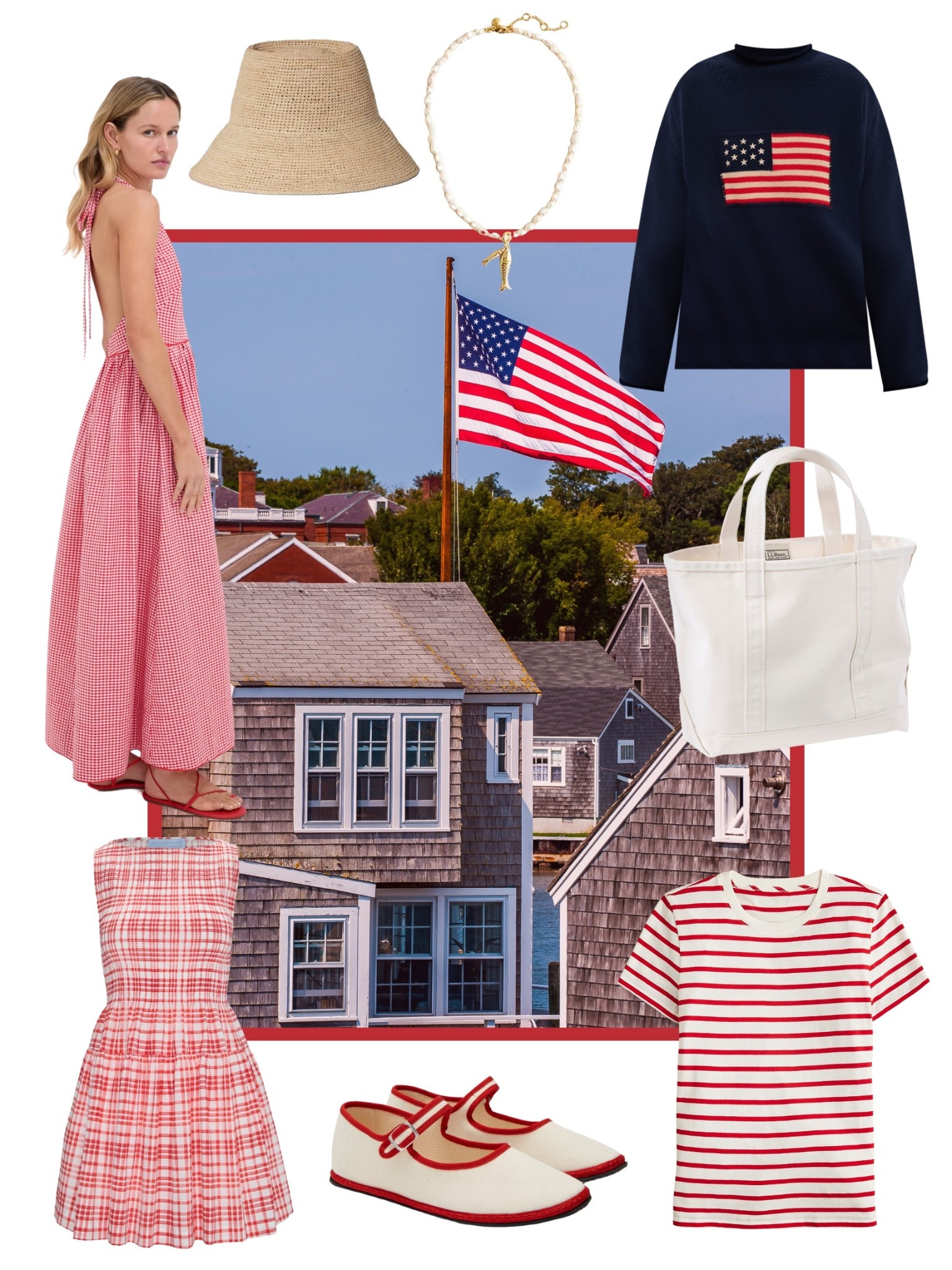 Stars, stripes, and salt air 🇺🇸 This is your permission to go full coastal grandmillenial this Fourth of July: gingham dresses, vintage-inspired knits, Mary Janes, and a flag sweater worthy of a Kennedy compound BBQ. Think porch cocktails, sparklers, and red berry pies cooling on the sill. 
🍓 Sweet, simple Americana style
⛵️ Built for beach days, parades, and firework watching
🎆 Ready to celebrate in timeless red, white, and blue

Tap to shop the pieces that make Independence Day feel iconic.

#LTKSummerEdit #LTKStyleTip #LTKSeasonal