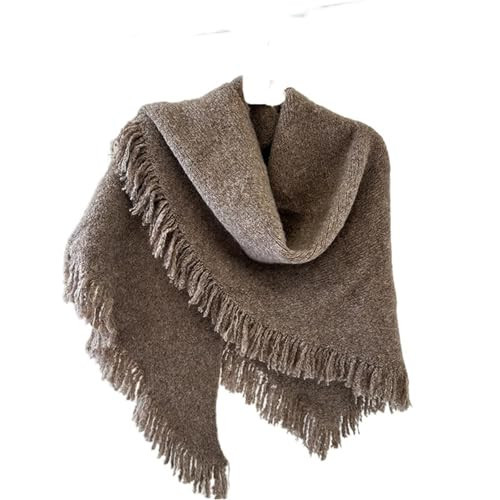 Women's Knit Shawl Wrap Triangle Scarf with Fringe Elegant Pashmina 2-in-1 Winter Warm Scarf Outerwear Accessory | Amazon (US)