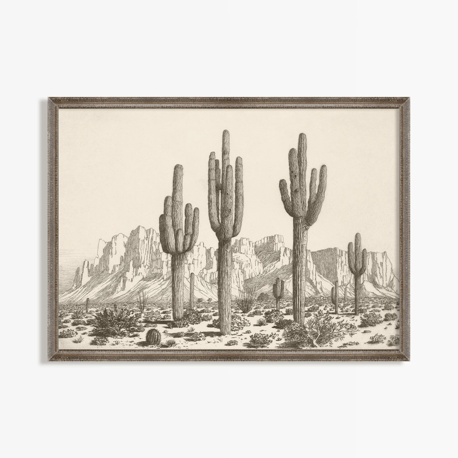 Western Vintage Wall Art Arizona Desert Cactus Print Southwestern Art Landscape Sketch Print Ranc... | Etsy (US)