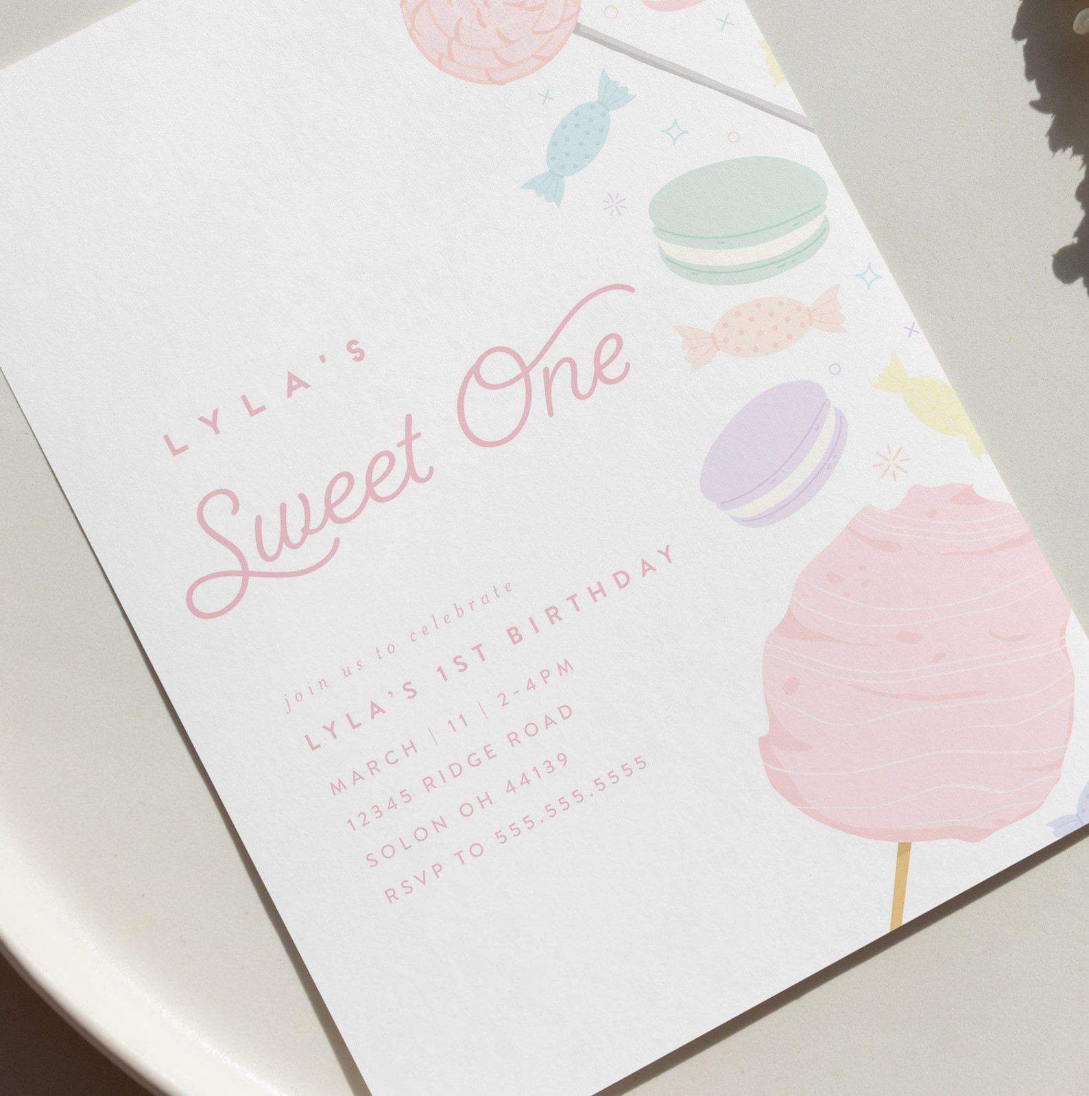Sweet One Birthday Invitation Pastel Sweets Candy Sweets First Birthday Editable Digital Template... | Etsy (US)
