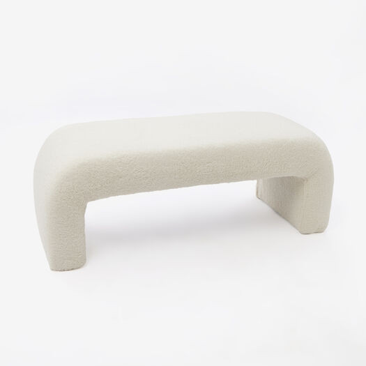 Cream Boucle Curved Bench 46x122cm | TK Maxx