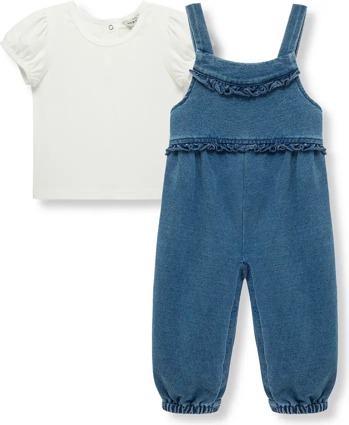 Habitual Kids Puff Sleeve T-Shirt & Ruffle Knit Overalls Set | Nordstrom | Nordstrom