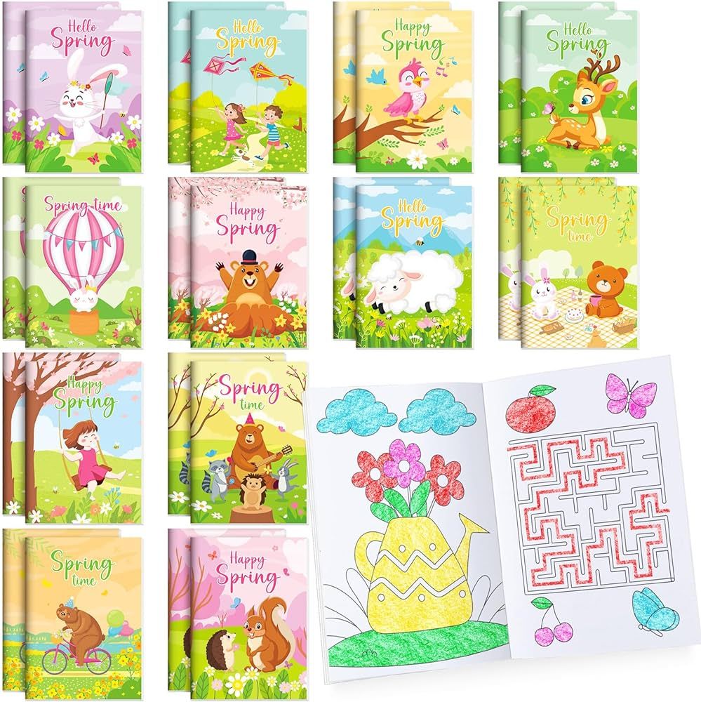 24 Pcs Spring Mini Coloring Books Butterfly Flower Bee Birthday Party Favors Small Activity Books... | Amazon (US)