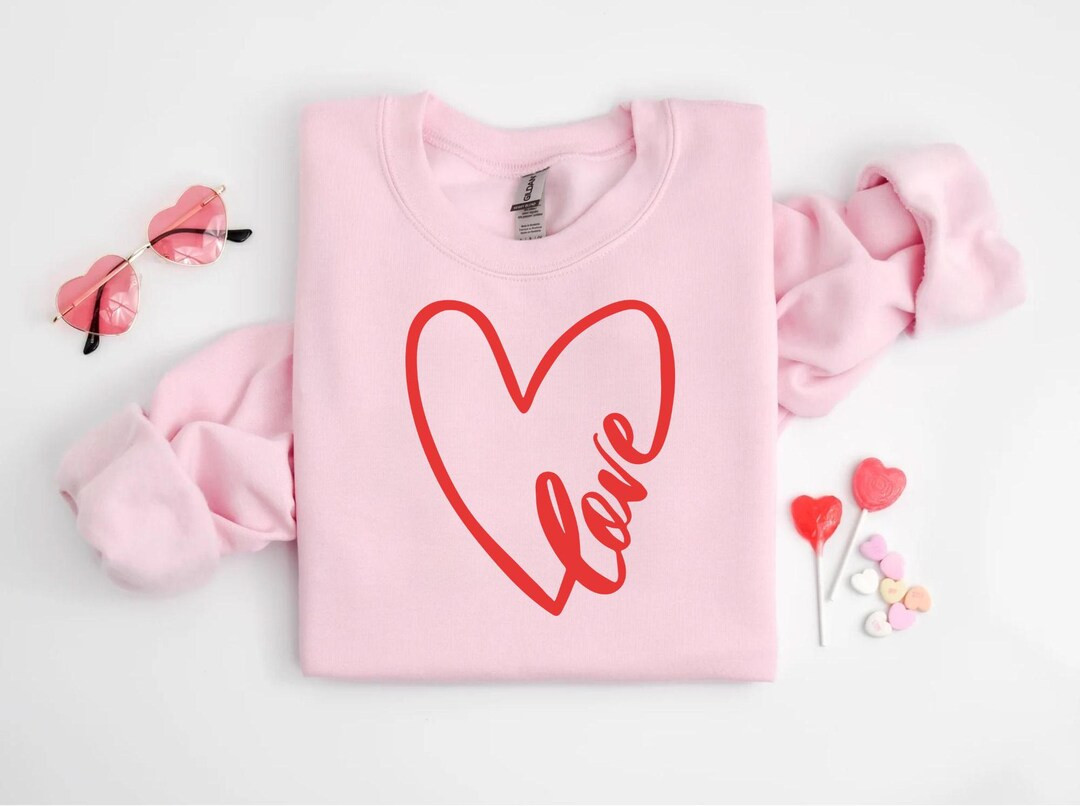 Valentines Day Love Crewneck Sweatshirt, Heart Sweater, Romantic Jumper, Relationship Gift, Anniv... | Etsy (US)