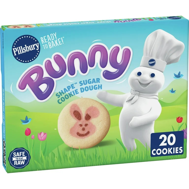 Pillsbury Ready To Bake Bunny Shape Sugar Cookie Dough, 20 Cookies, 9.1 oz | Walmart (US)