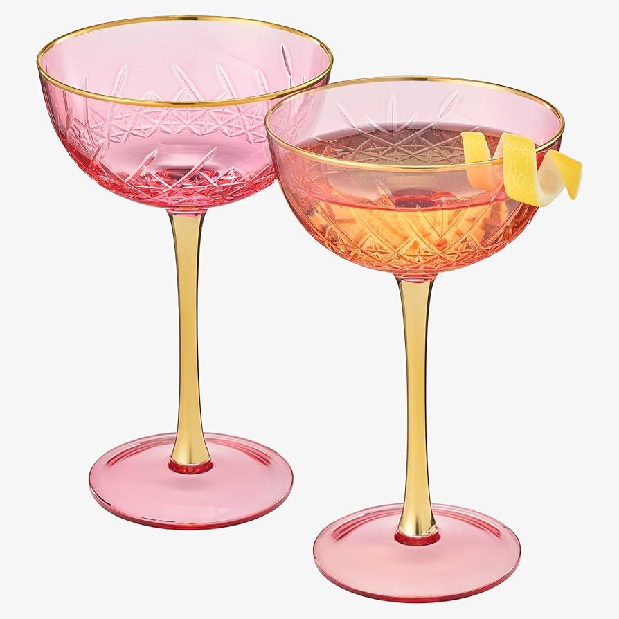 Vintage Art Deco Coupe for Champagne, Martini, Cocktails| Set of 2 | 7 oz Classic Cocktail Glassw... | Amazon (US)