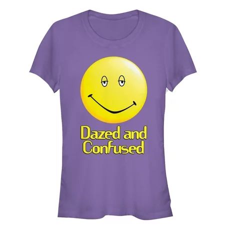 Junior s Dazed and Confused Big Smiley Logo Graphic Tee Purple Large | Walmart (US)