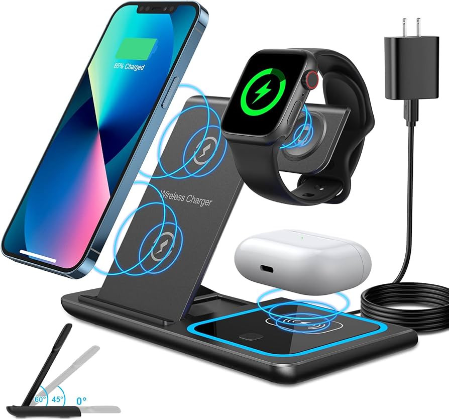 MAXFOX Wireless Charger 3 in 1, 18W Foldable Charging Station Compatible with iPhone 14 13 12 11/Plu | Amazon (US)