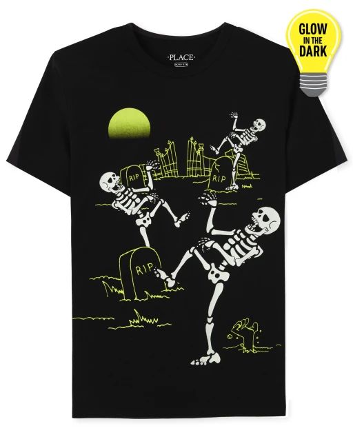 Boys Glow Skeleton Dance Graphic Tee - black | The Children's Place