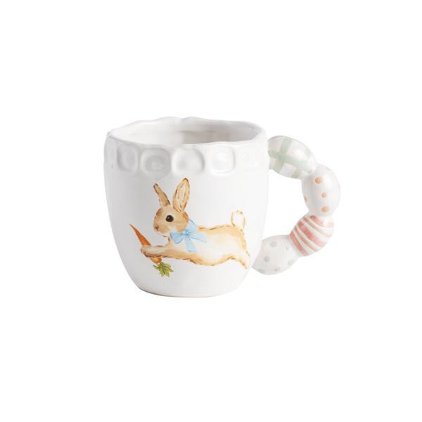 Mud Pie Easter Egg Handle Mug in White | Stoneware | Mud Pie