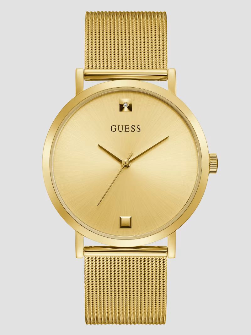 Gold-Tone Mesh Diamond Analog Watch | Guess (US)