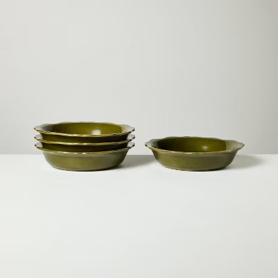Set of 4 Carved Edge Pasta/Grain Bowls Green - Hearth & Hand™ with Magnolia | Target