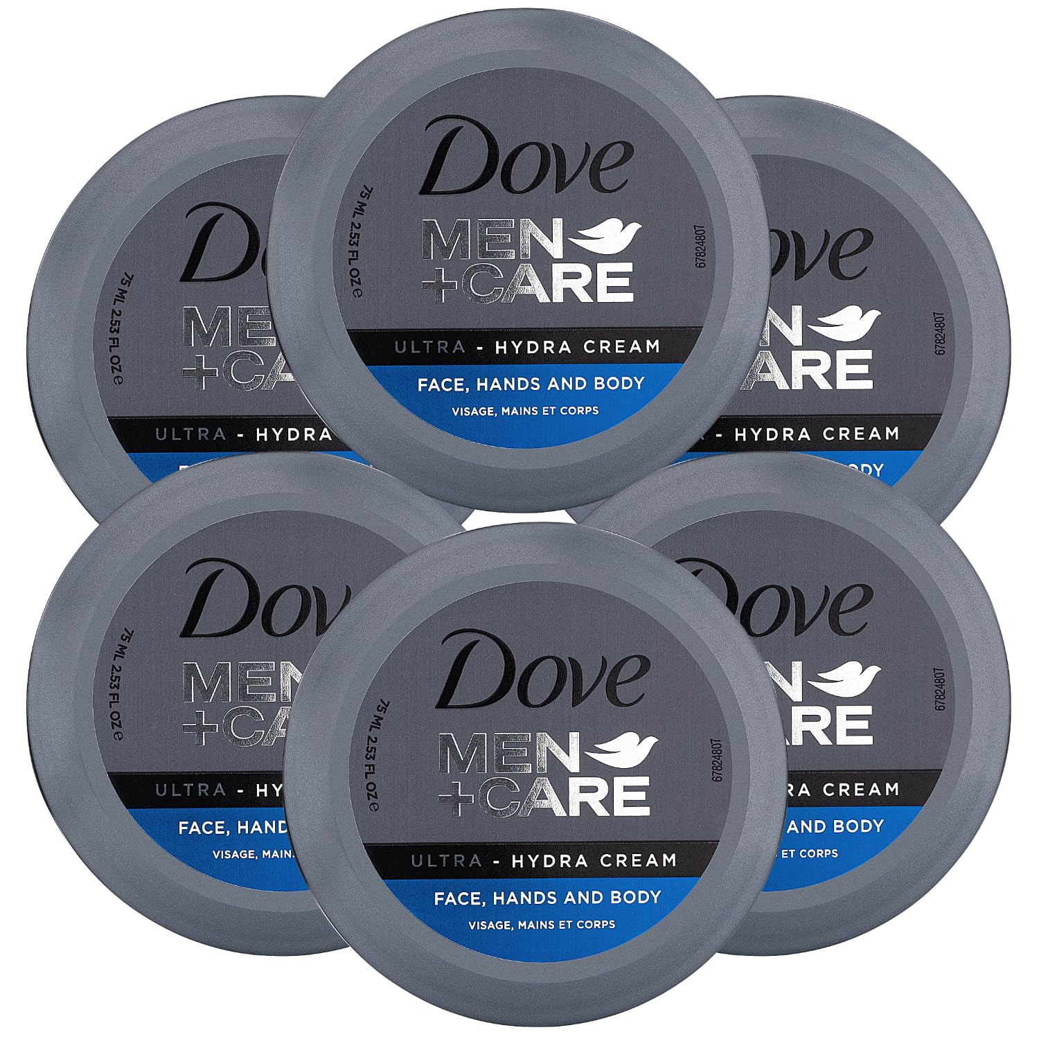Dove Men+Care Ultra Hydra Cream, Face, Hands and Body care, All Skin Types, 6 Pack of 2.53 Oz Eac... | Amazon (US)