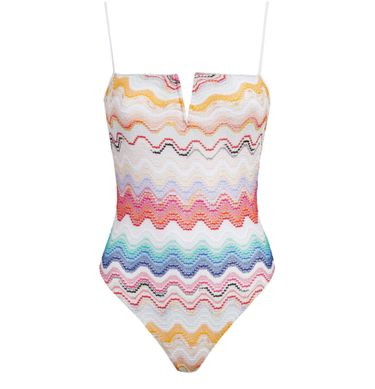 Wave motif one-piece swimming costume with underwire - MISSONI | 24S (APAC/EU)