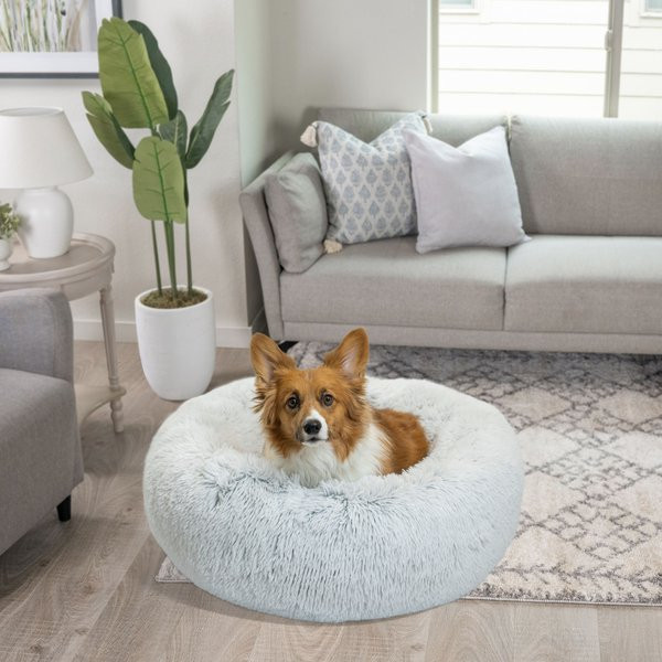 BEST FRIENDS BY SHERI The Original Calming Shag Fur Donut Cuddler Cat & Dog Bed, Frost, Small - C... | Chewy.com