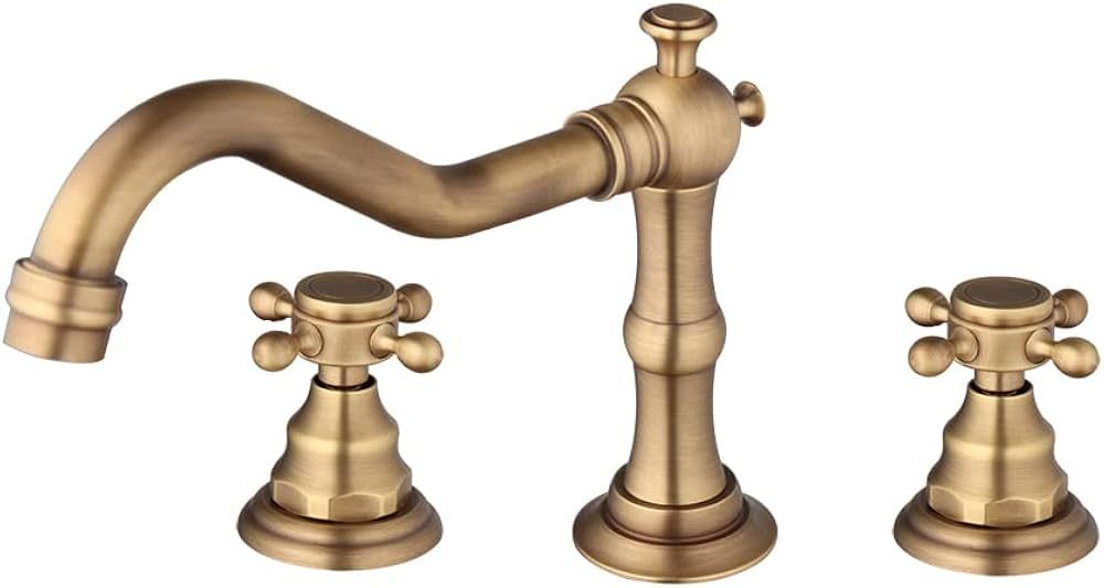 Widespread Bathroom Faucet Antique Brass Bathtub Deck Mounted 3 Pieces 3 Hole Two Handles Sink Mi... | Amazon (CA)