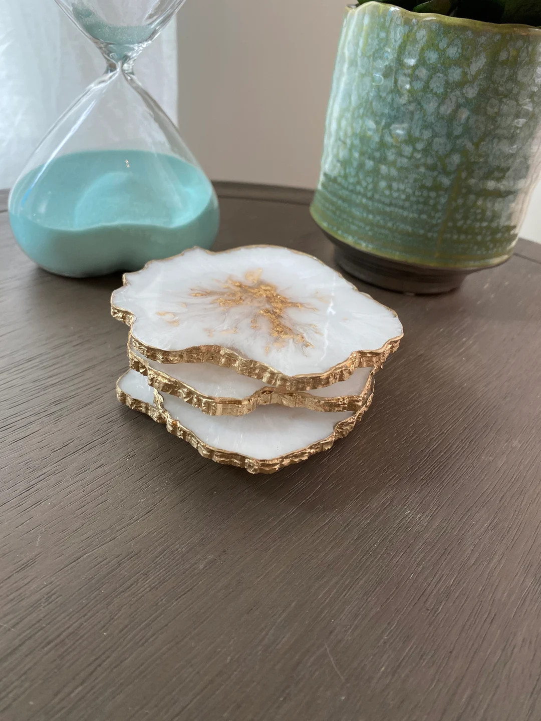 Geode Shaped Resin Coasters Set of 4 multi-shaped in White - Etsy | Etsy (US)